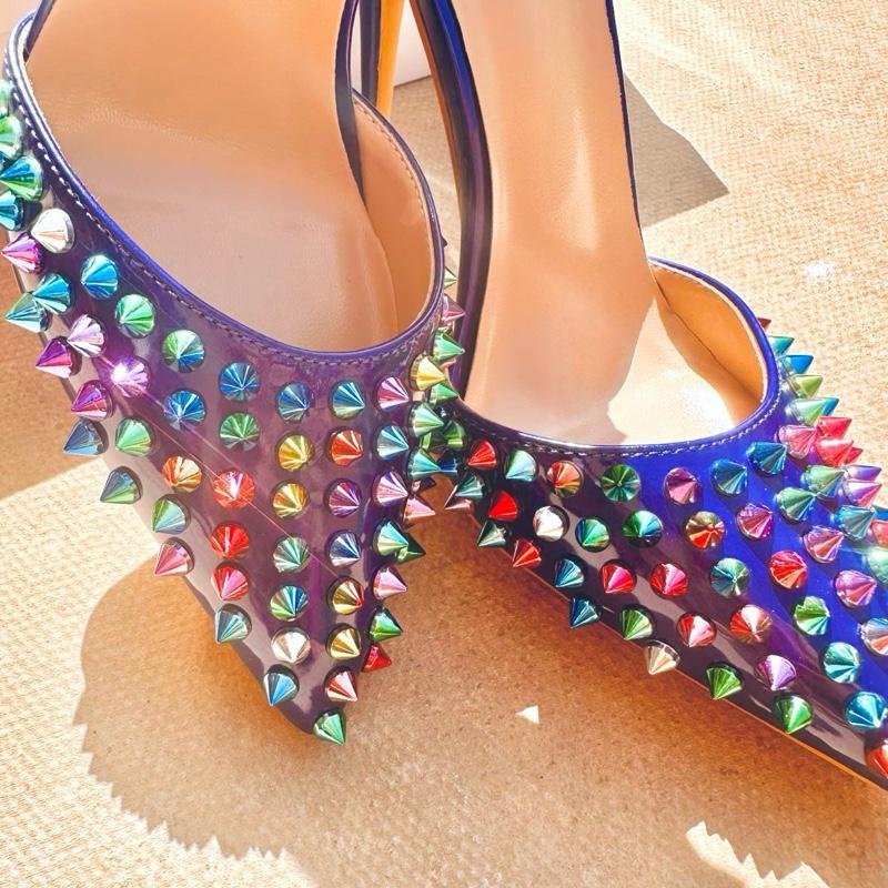 ICONIC Royal BLUE Fashion Lady Mixed Colour Studded Luxury Stiletto