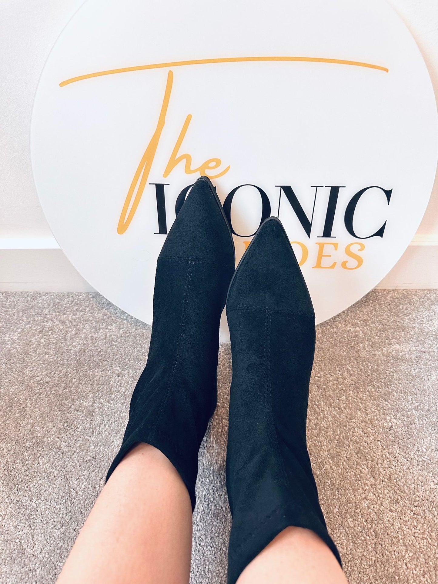 Suede Pointed-Toe Ankle Boots with Rear Zipper and Square Heel SIENNA
