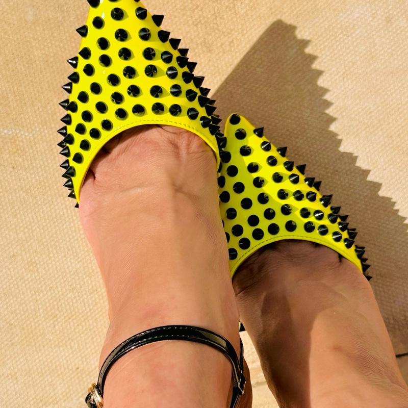 Mixed Colour Studded Luxury Stiletto heels NEON FASHION LADY YELOW