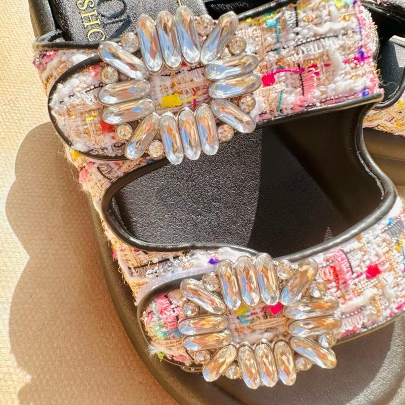 Rhinestones Platform Cross Strap Sandals /Slips On MORGAN