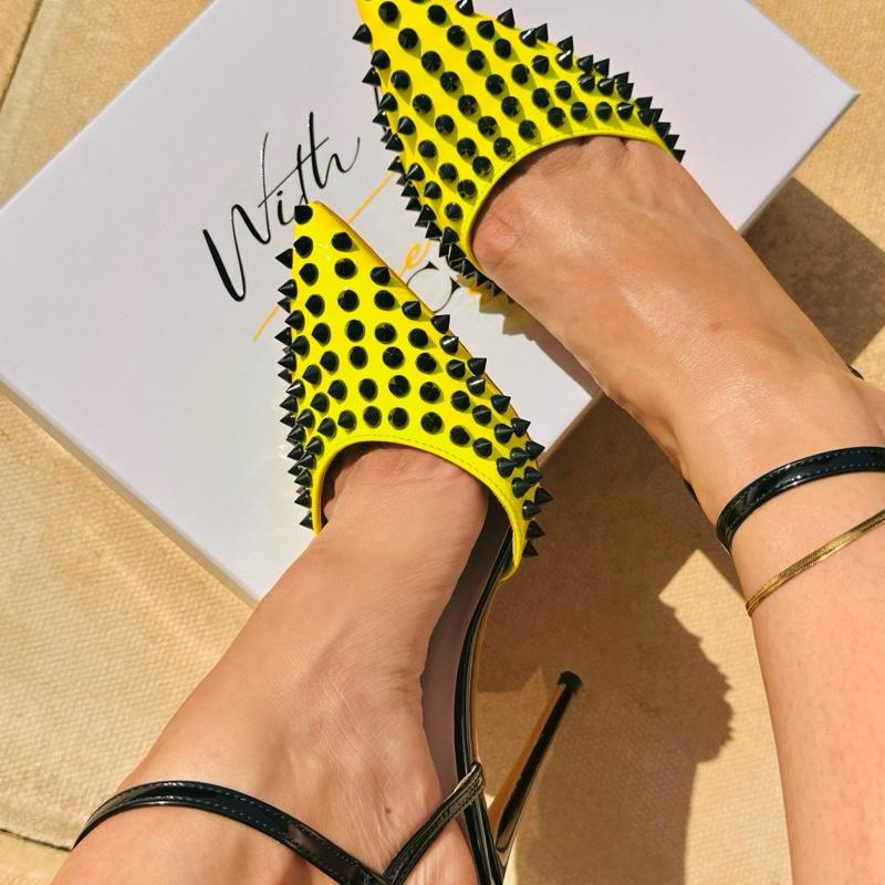 Mixed Colour Studded Luxury Stiletto heels NEON FASHION LADY YELOW
