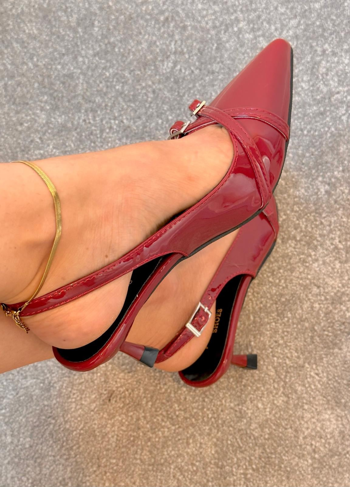 Patent Leather Pointed Toe Heels – MRS ELEGANT WINE RED