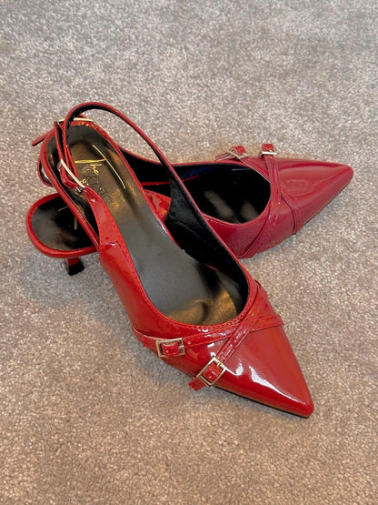 Patent Leather Pointed Toe Heels – MRS ELEGANT WINE RED