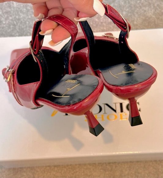 Patent Leather Pointed Toe Heels – MRS ELEGANT WINE RED