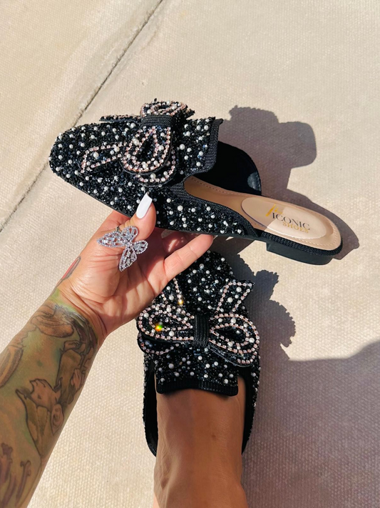 Madison – Bling Flat Bow Fashion Mules
