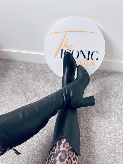 Simple Thick High Heels Autumn Winter Boots Knee High LILIANA