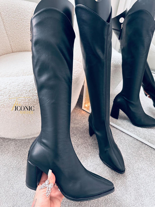 Simple Thick High Heels Autumn Winter Boots Knee High LILIANA