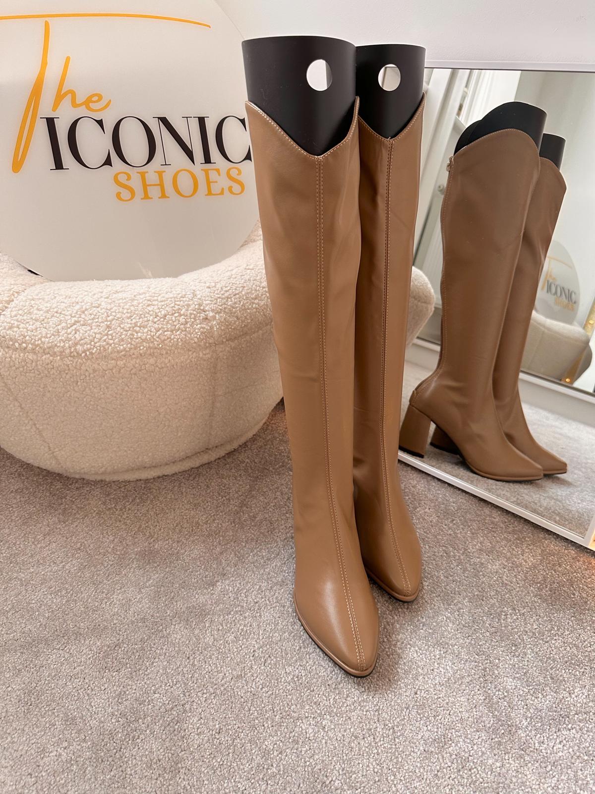 Simple Thick High Heels Autumn Winter Boots Knee High JESSICA