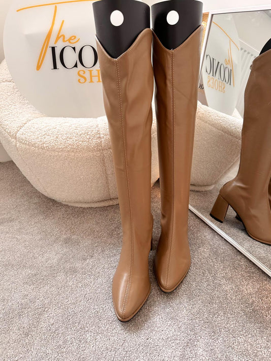 Simple Thick High Heels Autumn Winter Boots Knee High JESSICA
