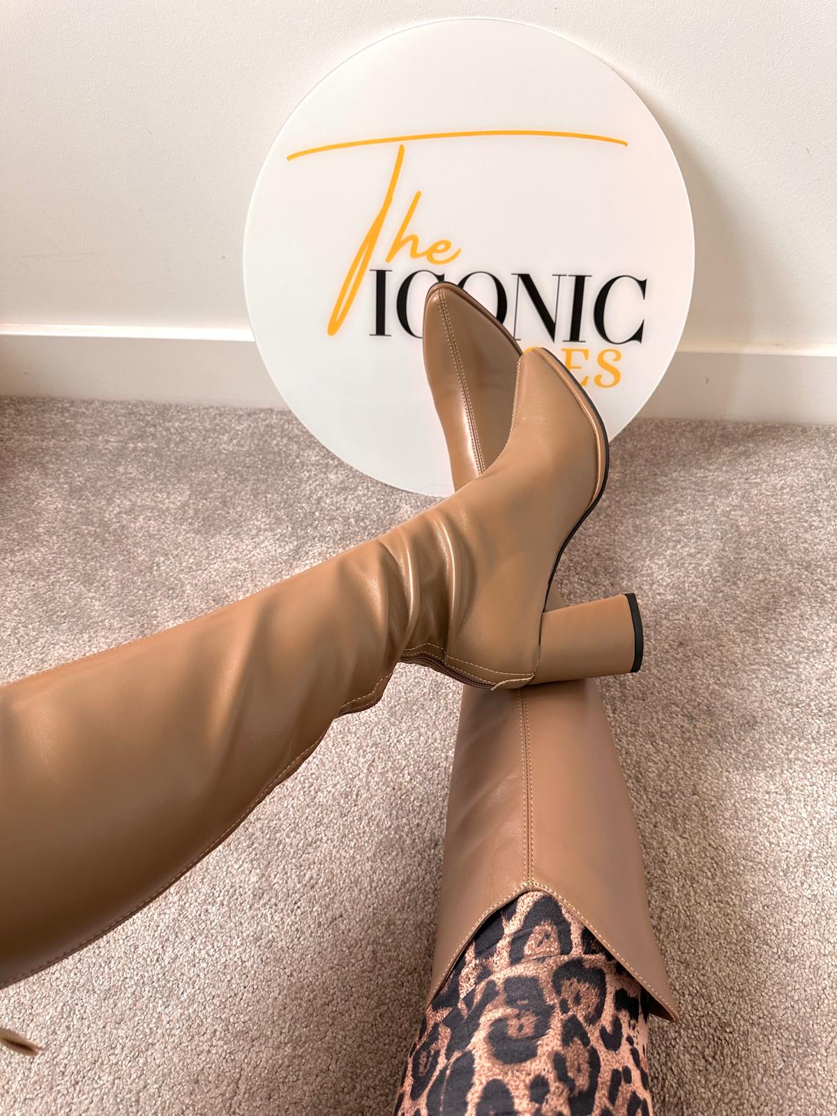 Simple Thick High Heels Autumn Winter Boots Knee High JESSICA