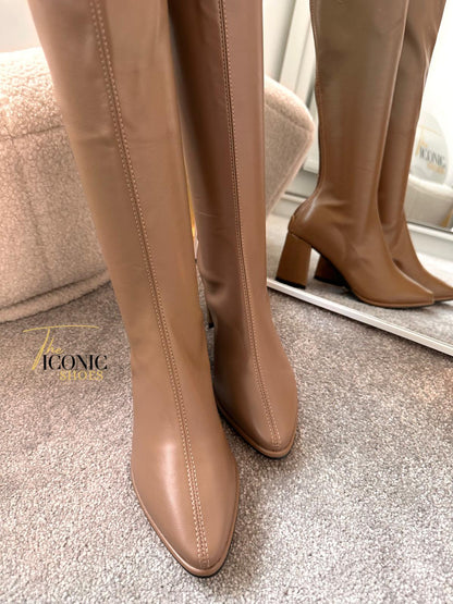 Simple Thick High Heels Autumn Winter Boots Knee High JESSICA