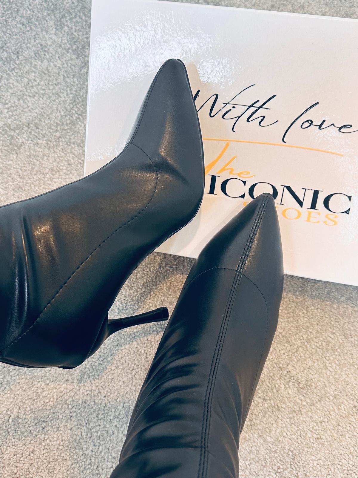 Zipper Knee High patent leather Thin High Heel pointed toe Alana