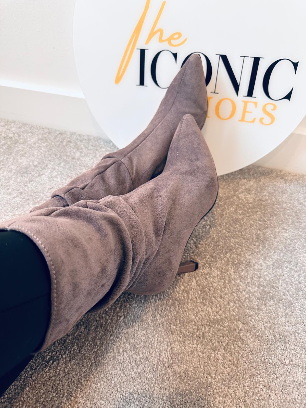 Ankle Zipper Pointed Toe Suede Elegant Thin heel Boots LILI