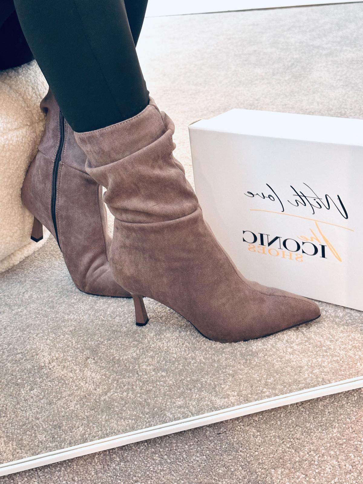 Ankle Zipper Pointed Toe Suede Elegant Thin heel Boots LILI