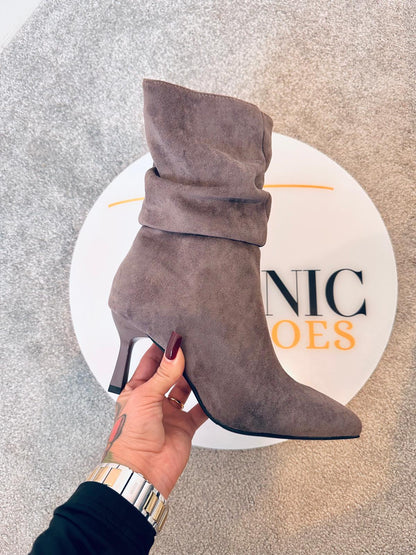 Ankle Zipper Pointed Toe Suede Elegant Thin heel Boots LILI