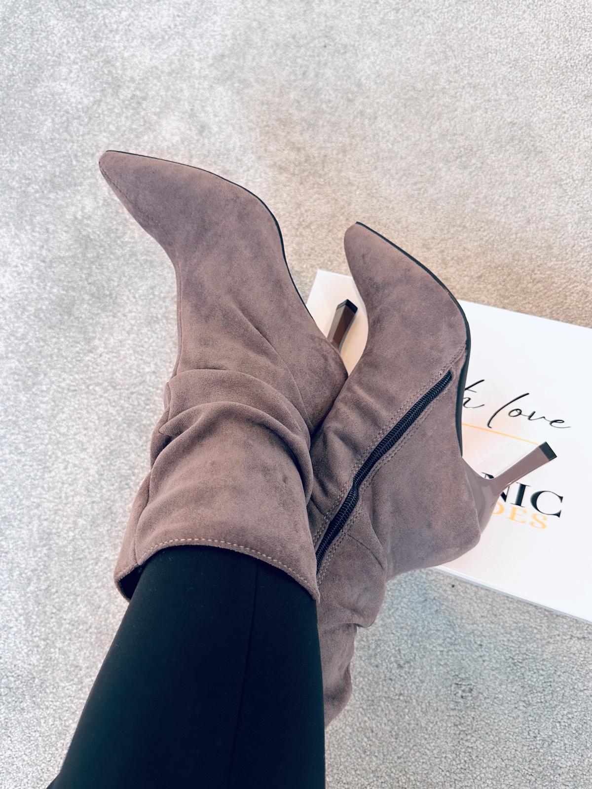 Ankle Zipper Pointed Toe Suede Elegant Thin heel Boots LILI
