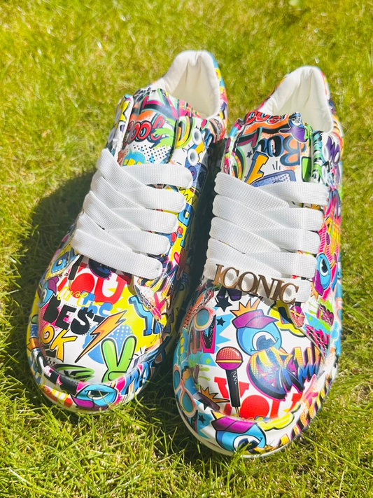 Best Friend Graffiti Platform Sneakers – Colorful, Unique & Trendy