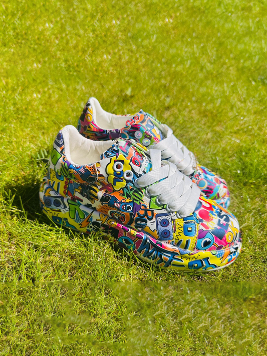 Best Friend Graffiti Platform Sneakers – Colorful, Unique & Trendy