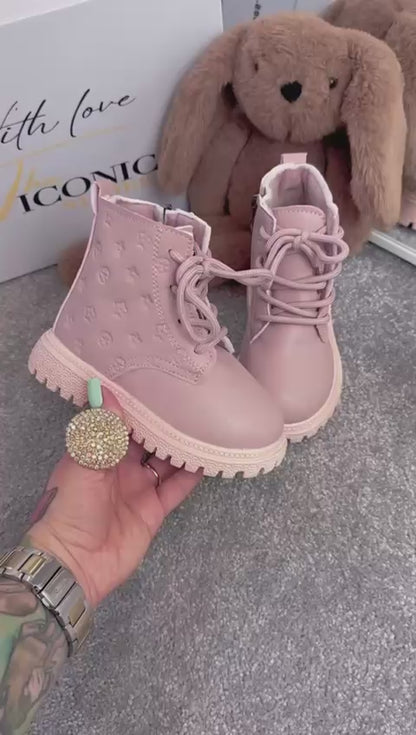 Kid fashion girl ankle wool- fury boots TINY VITTO