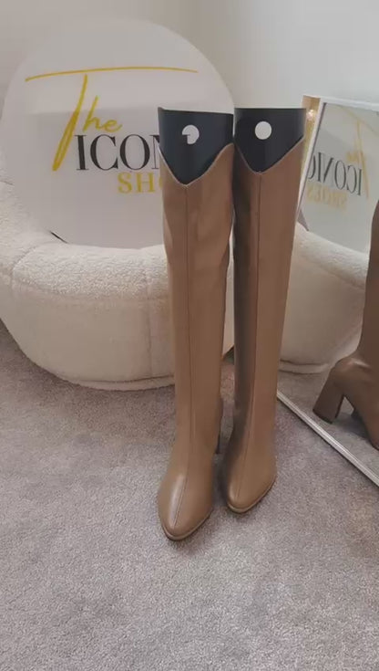 Simple Thick High Heels Autumn Winter Boots Knee High JESSICA