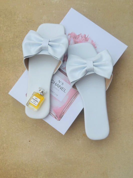 Butterfly Bow Knot Square-Toe Slides