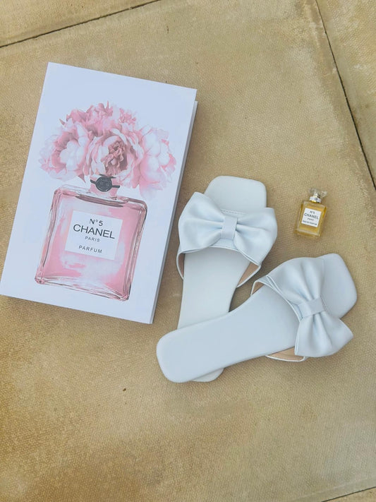 Butterfly Bow Knot Square-Toe Slides